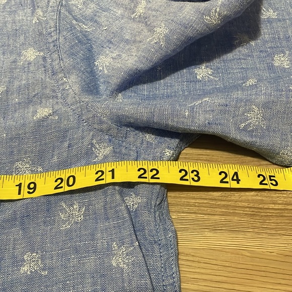 M & S Collection Men’s Linen Button Up Shirt Light Blue Palm Tree Print Size M - Picture 7 of 12